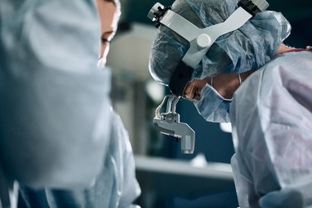 A shot of an emergency and a serious accident in the operating room, a team of surgeons makes an emergency operation to people in an accident. Saving lives, modern medetsina.の写真素材
