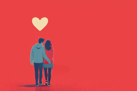 Abstract Love: Watercolor Illustration of a Coupleの素材