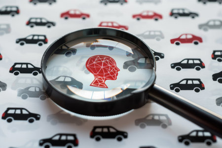 In-Depth Automotive Market Research Illustrated by Car Under Magnifying Glass"の素材