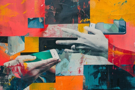 Conceptual Art with Hands Interacting with Abstract Geometric Forms"の素材