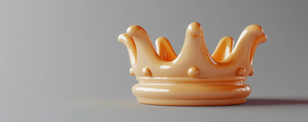 Elegant 3D rendering of a golden crown on a neutral backgroundの素材