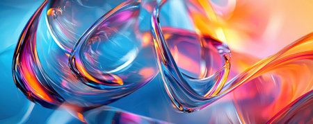 Vibrant abstract design with colorful flowing shapes and lightの素材