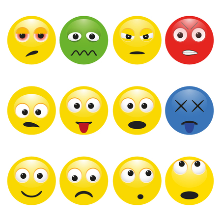 Vector set multicolored smileys with emotionsのイラスト素材
