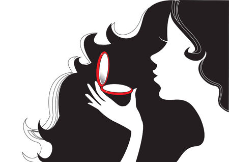 Girl and power compact . Make-upのイラスト素材