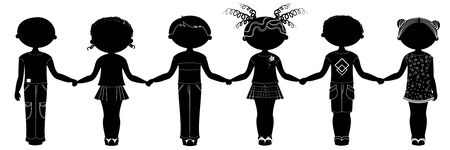 Silhouette of people. Childrenのイラスト素材