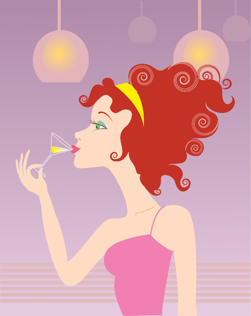 Vector woman drinkingのイラスト素材