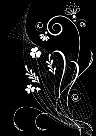 Floral abstract on black.Vectorのイラスト素材