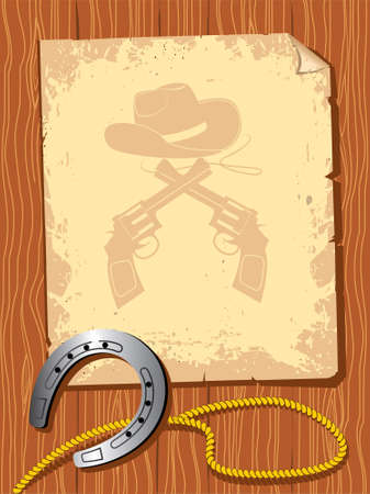 old paper with cowboy elementsのイラスト素材