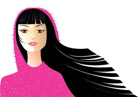 glamour portrait woman with pink clothes のイラスト素材