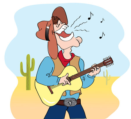 singing cowboy.Cartoons imageのイラスト素材