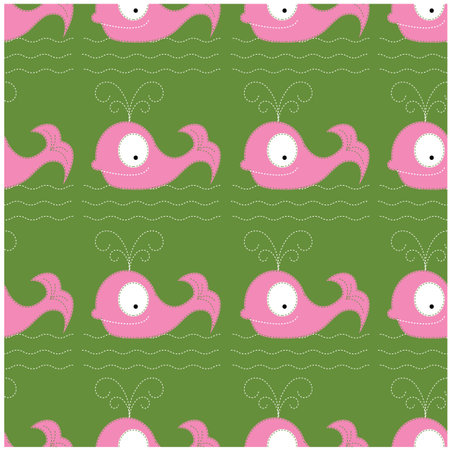 Vector seamless of whale.Cartoon backgroundのイラスト素材