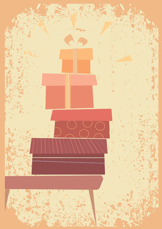 Grunge background with presents for design.のイラスト素材