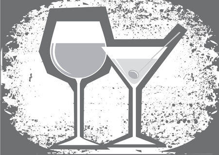 Glasses of wine and martini.のイラスト素材