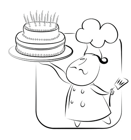 Big cake and chef. のイラスト素材