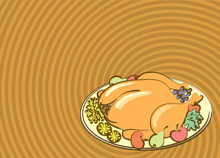 Roast turkey  .Thanksgiving dayのイラスト素材