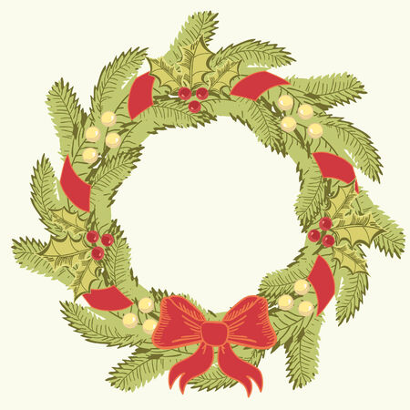 Christmas wreath .Vintage image のイラスト素材