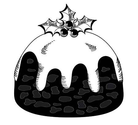 Christmas pudding on white.のイラスト素材