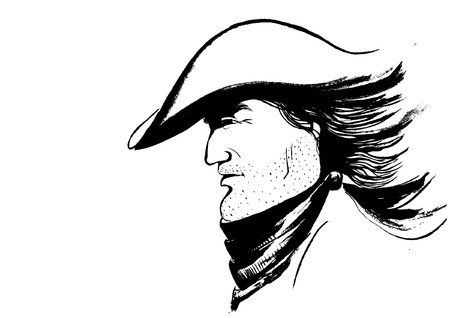 Vector cowboy face.Graphic portrait of strong manのイラスト素材