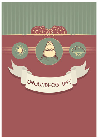 Groundhog day with text. Vector graphic postcardのイラスト素材