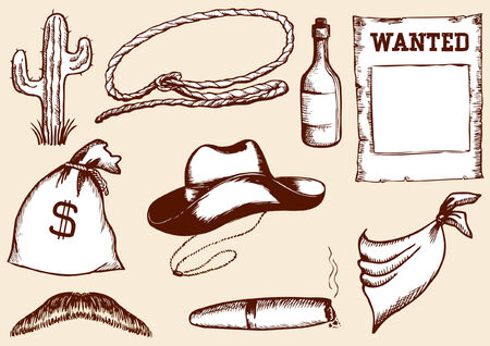 cowboy elements for designのイラスト素材