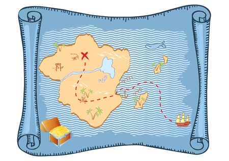 Treasure map.   old paper backgroundのイラスト素材