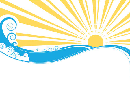 Abstract sea waves. Vector illustration of sea landscapeのイラスト素材