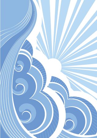 Abstract sea waves. Vector illustration of sea landscapeのイラスト素材