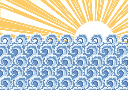 Sea waves. Vector illustration of sea landscapeのイラスト素材