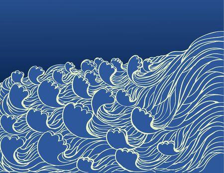 Abstract sea waves. Vector illustration of sea landscapeのイラスト素材