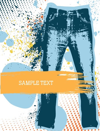 Denim background for design with grunge elements.Jeansのイラスト素材