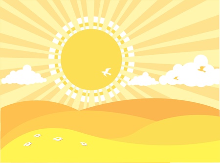 natural background with summer landscape.Vector cartoons のイラスト素材