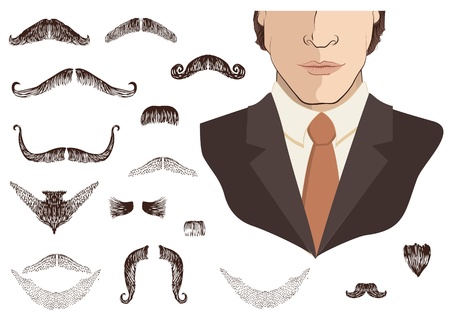 Mustaches for man.Vector collection on white for designのイラスト素材