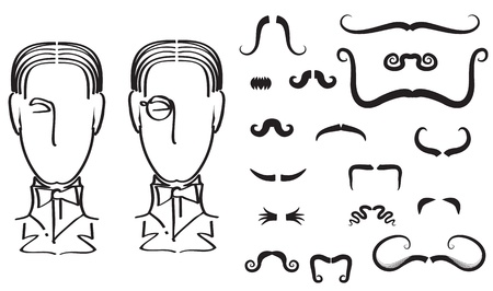Mustaches for man.Vector collection on white for designのイラスト素材