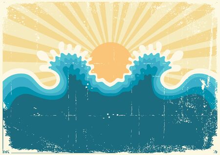 Abstract sea waves. Grunge vector illustration of symbol of sea wavesのイラスト素材