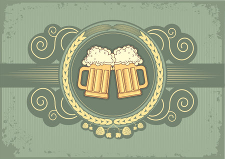  Beer background.grunge postrard for textのイラスト素材