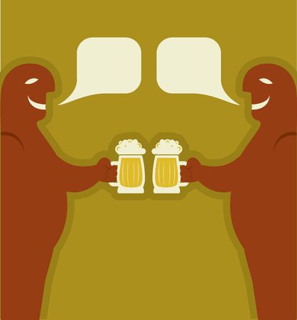 Two men with glasses of beer who toast.posterのイラスト素材