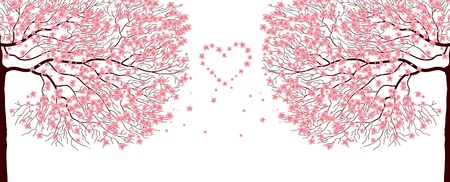Illustration of sakura trees love backgroundのイラスト素材
