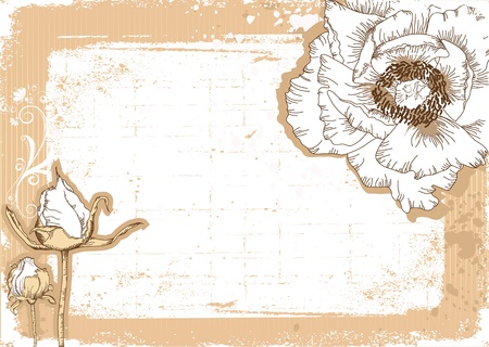 Vintage flowers postcard for text.Vector floral background with grunge elementsのイラスト素材