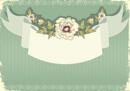 Vector floral decoration .Flowers background for text with grunge elements and scroll のイラスト素材