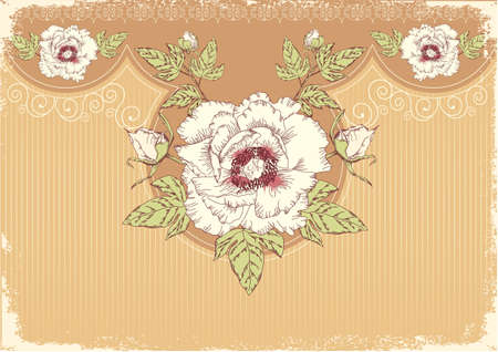 Vintage flowers postcard for text.Vector floral background のイラスト素材