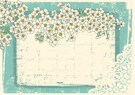 Vintage floral background with grunge decor frame for textのイラスト素材