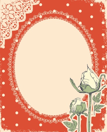 vintage background with vintage frame and roses for designのイラスト素材