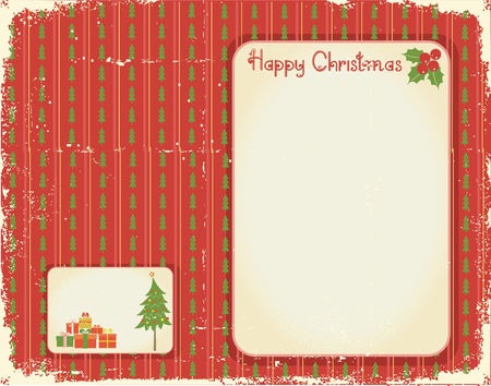 Christmas card.Vintage red green background for textのイラスト素材