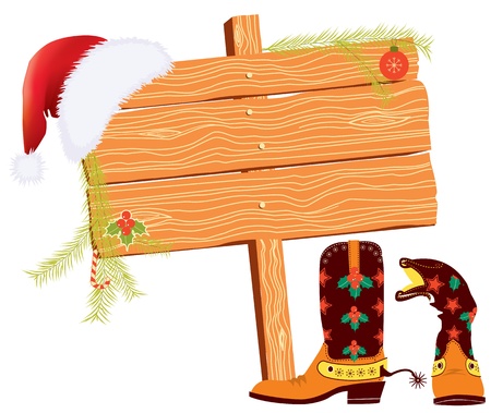 Christmas background for text with cowboy elements on white のイラスト素材
