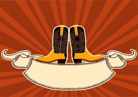 Cowboy boots.Background with grunge elements for textのイラスト素材