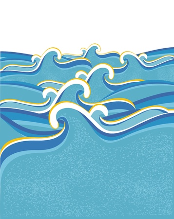 Sea waves abstract on white background for design.Vector illustration of sea landscape のイラスト素材