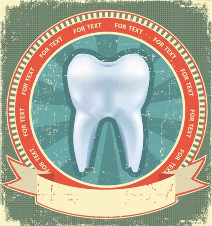 Tooth label set on old paper texture.Vintage backgroundのイラスト素材