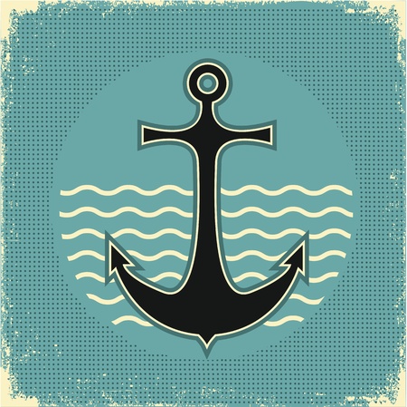 Nautical anchor Vintage image on old paper textureのイラスト素材