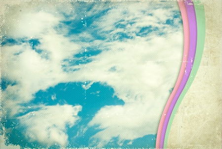 Vintage sky background on old paper textureの写真素材