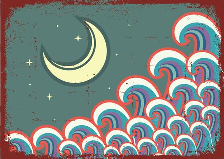 Abstract nighr image with moon.のイラスト素材